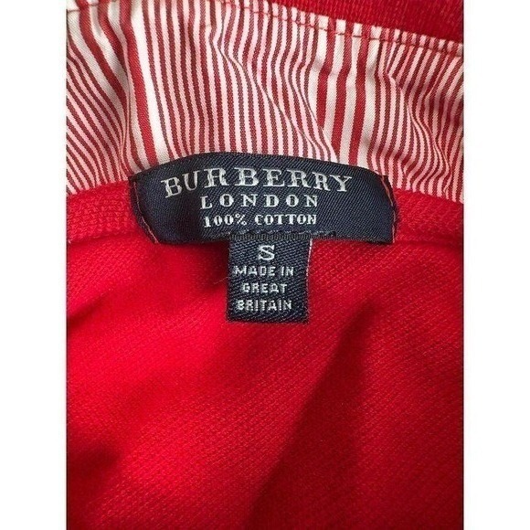 Burberry London Red 100 Cotton‎ Short Sleeve Polo Shirt Women's Size S - Picture 4 of 7